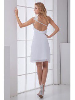 Chiffon One-Shoulder Sheath Short Cocktail Dress