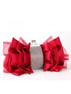 Pletten rhinestone og bowknot aften håndtaske h-983