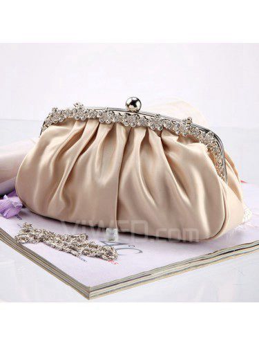 Satin abend handtasche mit strass h-4891