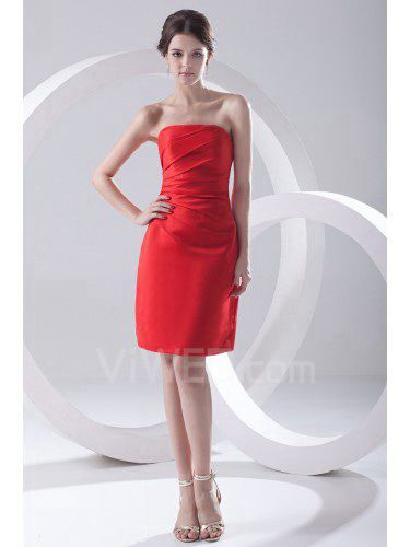 Satin Strapless Sheath Cocktail Dress