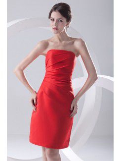 Satin Strapless Sheath Cocktail Dress