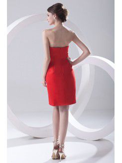 Satin Strapless Sheath Cocktail Dress