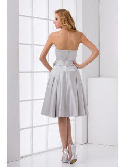 Satin Strapless Sheath Knee Lnegth Sash and Bow Cocktail Dress