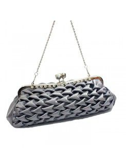 Satin Gray Handbag/Clutche with Diamonds H-365