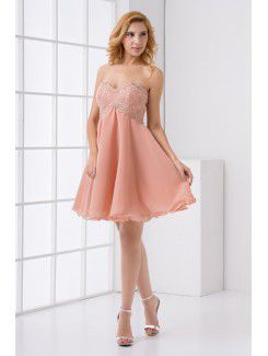 Chiffon Sweetheart Column Knee Lnegth Embroidered Cocktail Dress