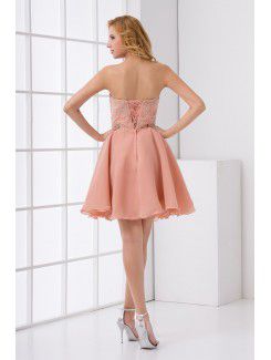 Chiffon Sweetheart Column Knee Lnegth Embroidered Cocktail Dress