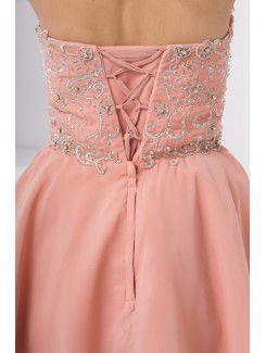 Chiffon Sweetheart Column Knee Lnegth Embroidered Cocktail Dress