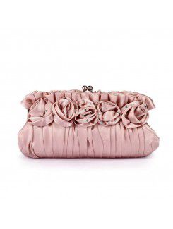 Raso borsa di sera di rosa e diamanti h-1095