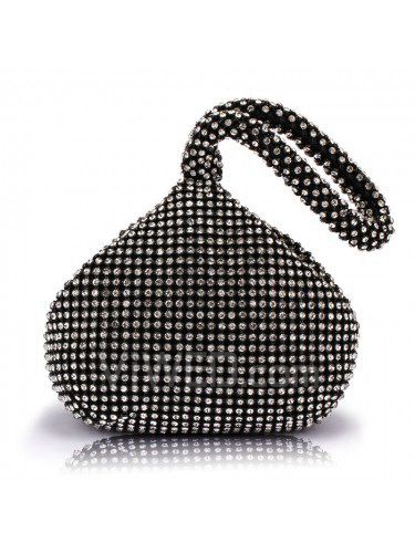 Satin with Rhinestone Peach Shape Evening Handbag/Clutche H-0951