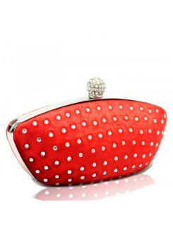 Terciopelo bolso barco rojo con diamantes h-6602