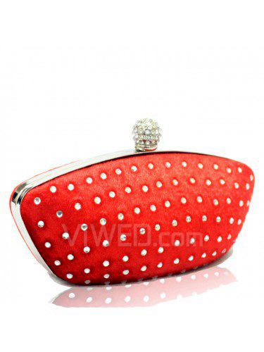 Velvet Red Boat Handbag with Diamonds H-6602