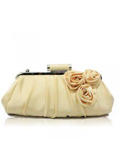 Satin Wedding or OL handbag with Handmade Rose H-4413