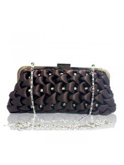 Satin Evening Handbag with Diamonds H-366