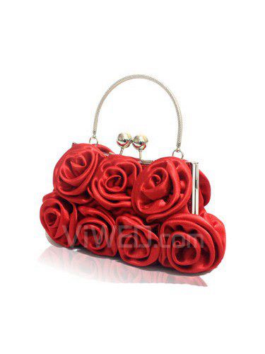 Satin Handmade Rose Bride Handbag H-1178