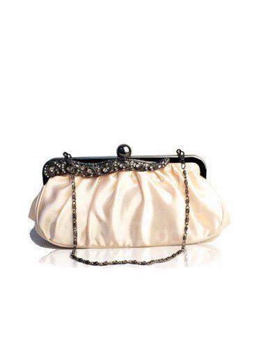 Satin Evening Handbag with Diamonds H-502