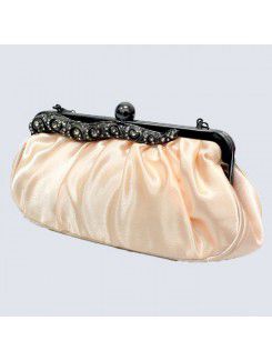 Satin Evening Handbag with Diamonds H-502