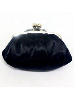 Satin Evening Handmade Flower Bridesmaids Black Handbag H-6242