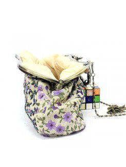 Linen Embroidery Bead Evening Handbag/Clutche H-0999