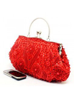 Satin Bead Evening or Wedding Handbag H-2515