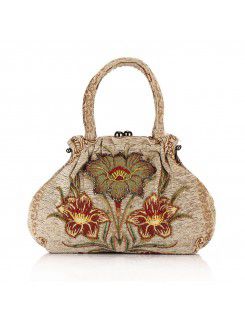 Leinenstickerei blume ol handtasche / clutche h-833