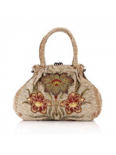 Fleur de broderie de lin ol sac à main / clutche h-833