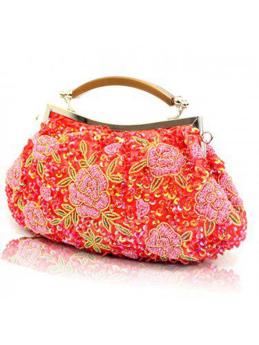 Satin Embroidery Bead Evening or Bride Handbag/Clutche H-6289