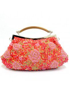 Satin Embroidery Bead Evening or Bride Handbag/Clutche H-6289