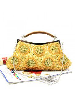 Satin Shiny Bead Handbag H-0810