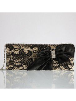 Raso e borsa da sera in pizzo con bowknot strass e h-48411