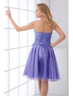 Organza Sweetheart Sheath Knee Lnegth Bow and Sequins Cocktail Dress