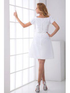 Taffeta Scoop A-line Knee Lnegth Short Sleeve Cocktail Dress