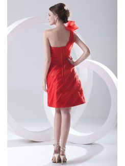 Organza Asymmetrical A-line Kneee Length Hand-made Flower Cocktail Dress