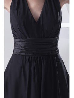 Chiffon V-Neckline A-line Short Sash Cocktail Dress