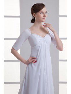 Chiffon Sweetheart Column Sweep train Half Sleeves Wedding Dress