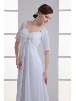 Chiffon Sweetheart Column Sweep train Half Sleeves Wedding Dress