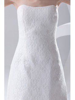 Lace Strapless A-line Tea-Length Cocktail Dress