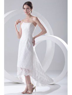 Lace Strapless A-line Tea-Length Cocktail Dress