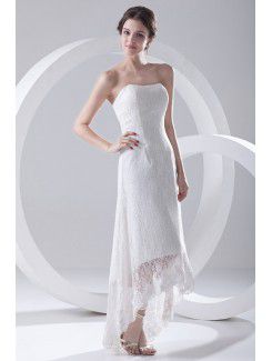 Lace Strapless A-line Tea-Length Cocktail Dress