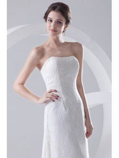 Lace Strapless A-line Tea-Length Cocktail Dress