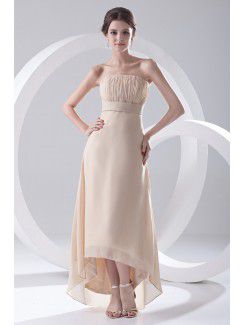 Chiffon trägerlosen spalte knöchellangen ballkleid