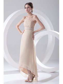 Chiffon Strapless Column Ankle-Length Prom Dress