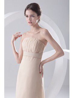 Chiffon Strapless Column Ankle-Length Prom Dress