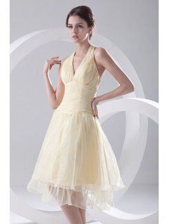 Organza Halter A-line Knee-Length Cocktail Dress