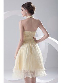 Organza Halter A-line Knee-Length Cocktail Dress