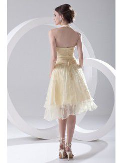 Organza Halter A-line Knee-Length Cocktail Dress