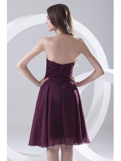 Taffeta Strapless Sheath Knee-Length Embroidered Cocktail Dress
