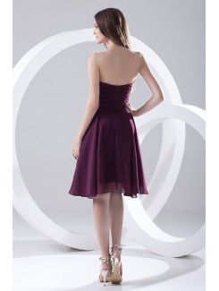 Taffeta Strapless Sheath Knee-Length Embroidered Cocktail Dress