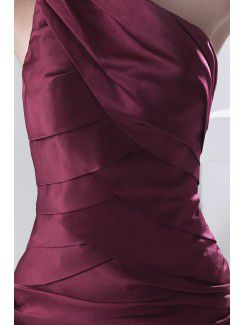 Satin Asymmetrical Sheath Short Crisscross Ruched Cocktail Dress