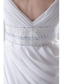 Chiffon V-Neckline Column Short Bead Cocktail Dress