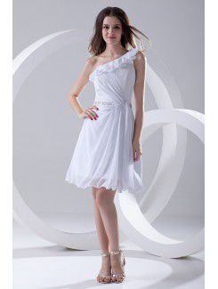 Colonne paillettes robe de cocktail courte asymétrique en mousseline de soie